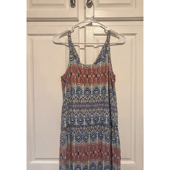 CAbi Maxi Dress Size Large Cowl Neck Aztec Ikat Sundress Sleeveless Resort - Picture 7 of 12